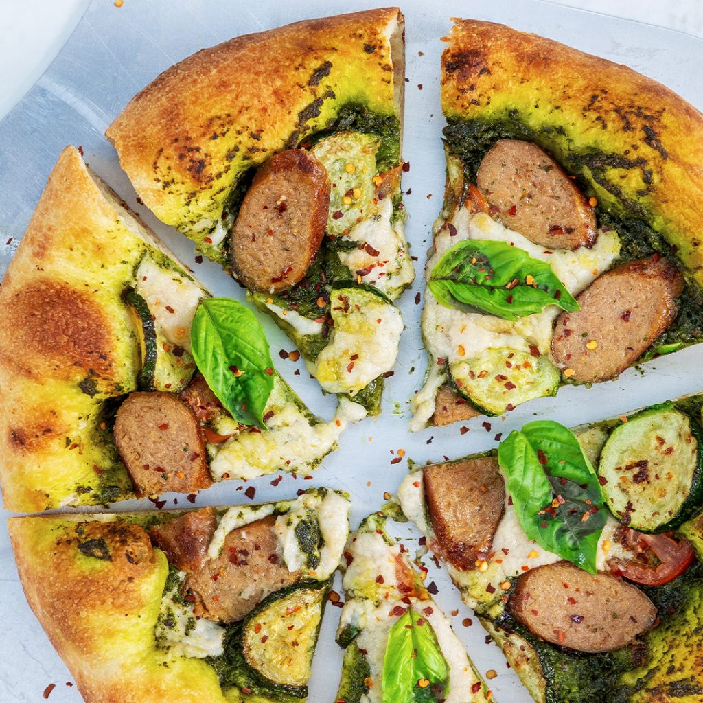 BEYOND SAUSAGE PESTO PIZZA