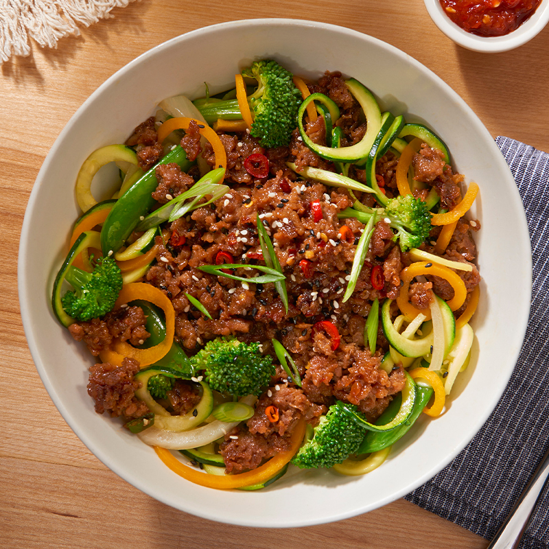 Beyond Beef Ginger Chili Zucchini Noodles