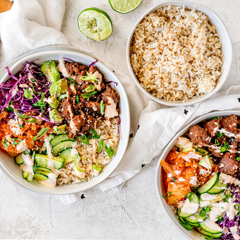 Beyond Beef Brown Rice Bowls